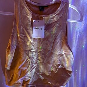 Forever 21 Tan Ribbed Sleeveless Crop Tank